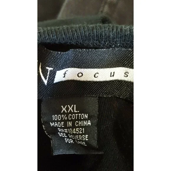 In Focus Womens Top Size XXL Short Sleeved Sequined American Flag Knit Black - Picture 7 of 7